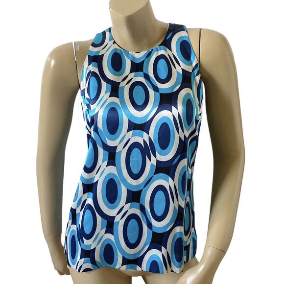 INC Womens Petite Size 6P Sleeveless Mod Print Silk Back Zip Tank Top Shirt - Picture 1 of 7